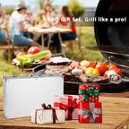 26-Piece BBQ Grill Accessories Set | Ultimate Grilling Tools for Men - Heavy Duty Stainless Steel BBQ Utensils Kit with Aluminum Case & Grill Brush for Dad (Stainless)