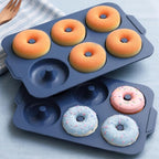 Nonstick Silicone Donut Pan: 3.5 Inch Doughnut Pan with Metal Frame - Silicone Donut Molds for Baking Gluten Free Glazed Vegan Protein Donuts Bagel - for Oven Kitchen - Home Bakers Housewife