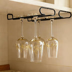 GeLive Set of 4 Cabinet Stemware Rack 10 Inch Under Shelf Wine Glass Holder Storage Hanger Organizer for Kitchen and Bar (Black)
