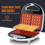 Aigostar Sandwich Maker Panini Press Grill, 3 in 1 Waffle Maker with Removable Non-stick Plates, Electric Grilled Cheese Maker, Portable Cool Touch Handle, Led Indicator Lights & Easy to Clean, 750W