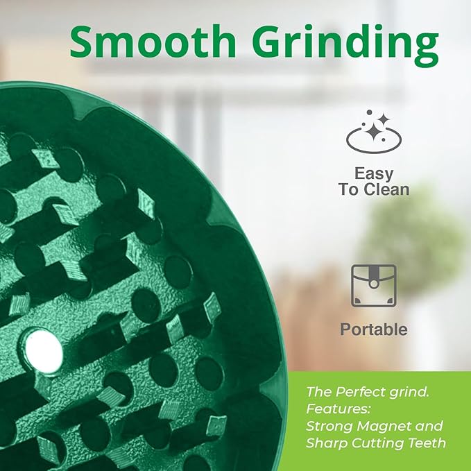 2.5" Manual 3-Piece Zinc Grinder with Large Bottom Chamber (Green)