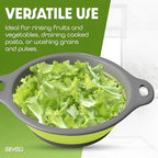 Gevoli Large Collapsible Colander with Self Draining Base - 5Qt Side Drain Food Strainer for Edge of Kitchen Sink (Patent Pending) Green (2 Piece Set)