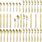 Hunnycook Gold Silverware Set - 40PCS Stainless Steel Silverware Set for 8, Includes Forks Spoons and Knives, Utensil Sets for Home Kitchen Restaurant, Dishwasher Safe