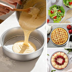 Ohtomber 8 Inch Cake Pan - Set of 4 Stainless Steel Round Layer Cake Baking Pans Molds, Tins, Stackable Baking Set, Even Heating, Dishwasher Safe Non-Toxic Bakeware Dish for Birthday Wedding Christmas