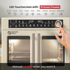 Magic Mill 32QT Dual Zone Air Fryer Oven – Ivory Cream, 13 Accessories, 10-in-1 Functions, Sync Finish, Rotisserie, LED Display, Family-Size French Door Convection Oven