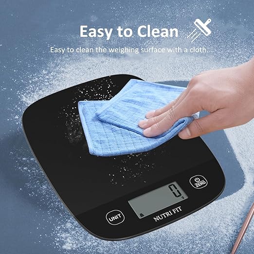NUTRI FIT Food Scale for Kitchen Scales Digital Weight Grams and Ounces, Baking Scale Accurate for Weight Loss, Cooking, Coffee, Keto Diet, Meal Prep, 0.1oz Ultra Slim Smart Tare Black