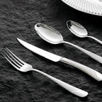 24 Pcs Flatware Set for 6 Persons, Stainless Steel Steak Knife Silverware Set Including Forks and Spoons for Home, Restaurant, Wedding, Party