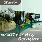 Plastic Wine Glasses, Plastic Goblets Vintage Style Cordial Unbreakable Drinking Glasses, Reusable Drinkware for Wedding Reception, Grand Event Party Supplies (12, Black)