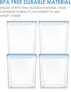 Vtopmart Food Storage Containers 2.5L / 84.5oz, 4 Pieces BPA Free Plastic Airtight Canister for Flour, Sugar, Baking Supplies, with 4 Measuring Cups and 24 Labels, Blue