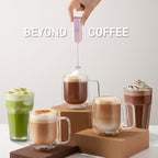 Mini & Mighty Milk Frother Wand – Powerful Handheld Coffee Frother, Battery Operated Drink Mixer – Compact Pocket Size – Detachable Whisk for Latte, Cappuccino, Matcha, Hot Chocolate – Pink