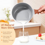 2 Quart Nonstick Sauce pan with Lid, Ceramic Sauce Pot for Cooking with Pour Spout, Small Cooking Pot with Handle for Stove, Induction, Gas, Non Toxic, PFOA Free (White, 1 PCS)