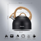 MARSKITOP Whistling Tea Kettle for Stove Top 2.6 Quart, Food Grade Stainless Steel Tea Pot for Stove Top with Anti-Hot Handle, Black
