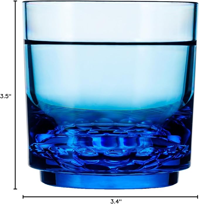 Drinique Unbreakable 10 Oz Drinking Glasses, Set of 4 - Tritan Plastic Shatterproof Tumbler Water Glasses, Drinking Cups, BPA-Free, Dishwasher Safe Alternative Glass Cups Set, 10 Ounces, Blue
