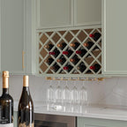 Solid Wood RTA Wine Bottle Rack Wall Cabinet with Lattice Panels - Wine Storage for Bar, Pantry, Cellar - Mocha (Jade Green, 30'W 12'D 15'H)