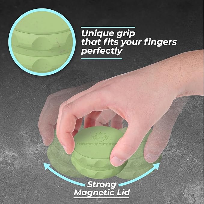 Kozo 2.5" Spice Grinder 2-Piece, Strong Grip By Kozo. (Green)