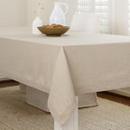 Solino Home Natural Linen Tablecloth 60 x 144 Inch - 100% Pure Linen Table Cloth for Rectangle Tables - Fete, Machine Washable Tablecloth for Christmas, Holiday, New Year