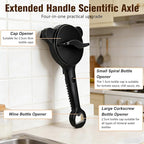 4 in 1 Multi-Purpose Jar Opener,Magnetic Stainless Steel Can Opener with Ergonomic Handle,Multi Size Lid Tool for Jars Cans Wine Bottles, Home Kitchen Helper(Black)