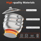 3-Tier Food Steamer Pot for Cooking - 12.8in Stainless Steel Steamer w/Lid Cookware For Vegetable,Dumpling, Crab, Stock