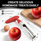 Premium Apple Corer Tool - Ergonomic Non-Slip Handle and Sharp Serrated Blades, Food-Grade Stainless Steel Fruit Core Remover, Kitchen tools for Apples, Pears, Bell Peppers and More, Red