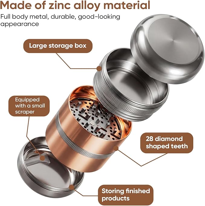 2.5" Manual Spice Grinder, Aluminum Alloy Seasoning Mill for Dry Kitchen Spices, Compact Handheld Grinder, Small Portable Kitchen Tool (Gold)
