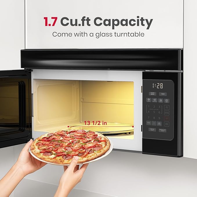 GASLAND 30 Inch Over the Range Microwave Oven, 1.7 Cu.ft Over Stove Microwave, 1000W with 10 Power Levels, Sensor Cooking, One Touch Cooking, 300 CFM, LED Lights, Black Microwave for Kitchen