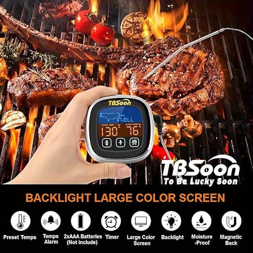Multifunctional Digital Thermometer for Cooking,Food Thermometer+Thermometer Alarm+Kitchen Timer,Large Color Screen,Instant Read,Fast Response,grill bbq accessories,Kitchen Oven Meat Thermometer-DMT02