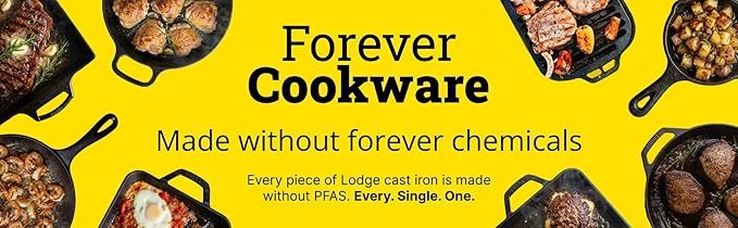 Lodge Double Play Reversible Cast Iron Grill/Griddle - Dual-Sided with Double Burner Configuration for Eggs, Pancakes, Burgers & More - Seasoned, Non-Toxic Cookware - Heavy-Duty Grill Pan - Black