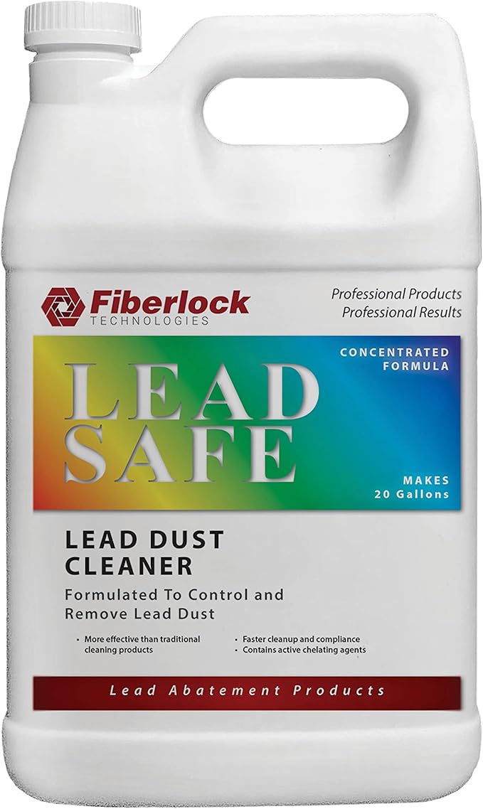 Fiberlock LeadSafe Cleaner, 1 Gallon, Lead Dust Cleaner, Controls & Removes Lead Dust After Renovation, Repair, Painting or Abatement Projects, Ideal for Walls, Windows, Floors, Doors, Trim & More