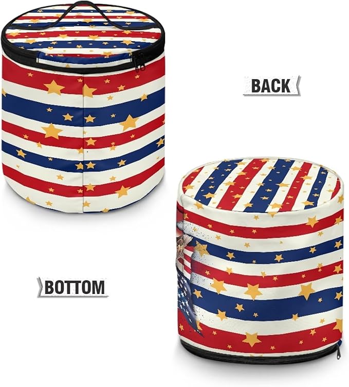 Stars and Stripes Electric Pressure Cooker for America250 Semiquincentennia Bald Eagle Insulation Handbag Keep Appliance Clean Electric Pressure Cooker Bag with Accessories Pockets