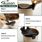 AUOON Clip On Strainer Silicone for All Pots and Pans, Pasta Strainer Clip on Food Strainer for Meat Vegetables Fruit Silicone Kitchen Colander (Fog Blue)
