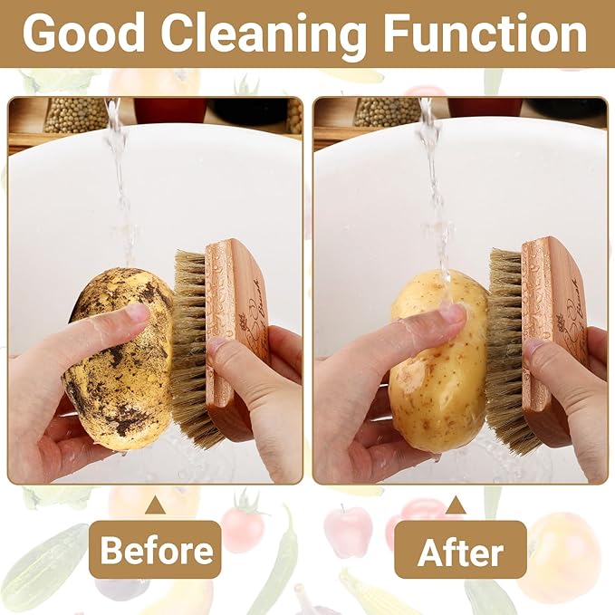 Vegetable Brush,2 Veggie Wash Brushes Potato Brush Cleaning Brush for Potato Carrot Cucumber and Fruits Vegetable Brush Scrubber for Food