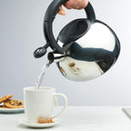 Farberware Teakettles Stainless Steel Egg-Shaped Whistling Induction Tea Kettle, 2.3 Quart, Silver