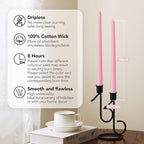 New Burning Formula Unscented Dripless 10-Inch Taper Candles Set of 12 - Pink, for Wedding, Dinner - Smokeless, Long Burning - Hand Poured, Colored Tall Candlesticks - Rosa