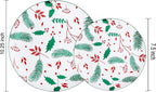 NOCCUR 60PCS Christmas Disposable Plates - Green & Red Plastic Dinner Plates, 30 Dinner & 30 Salad Plates - Pine Needle & Berry Design, Heavy Duty for Christmas Parties