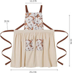 Pinknoke Vintage Pinafore Apron Dress for Women with Pockets Cute Floral Chef Aprons for Kitchen Cooking Baking Gardening