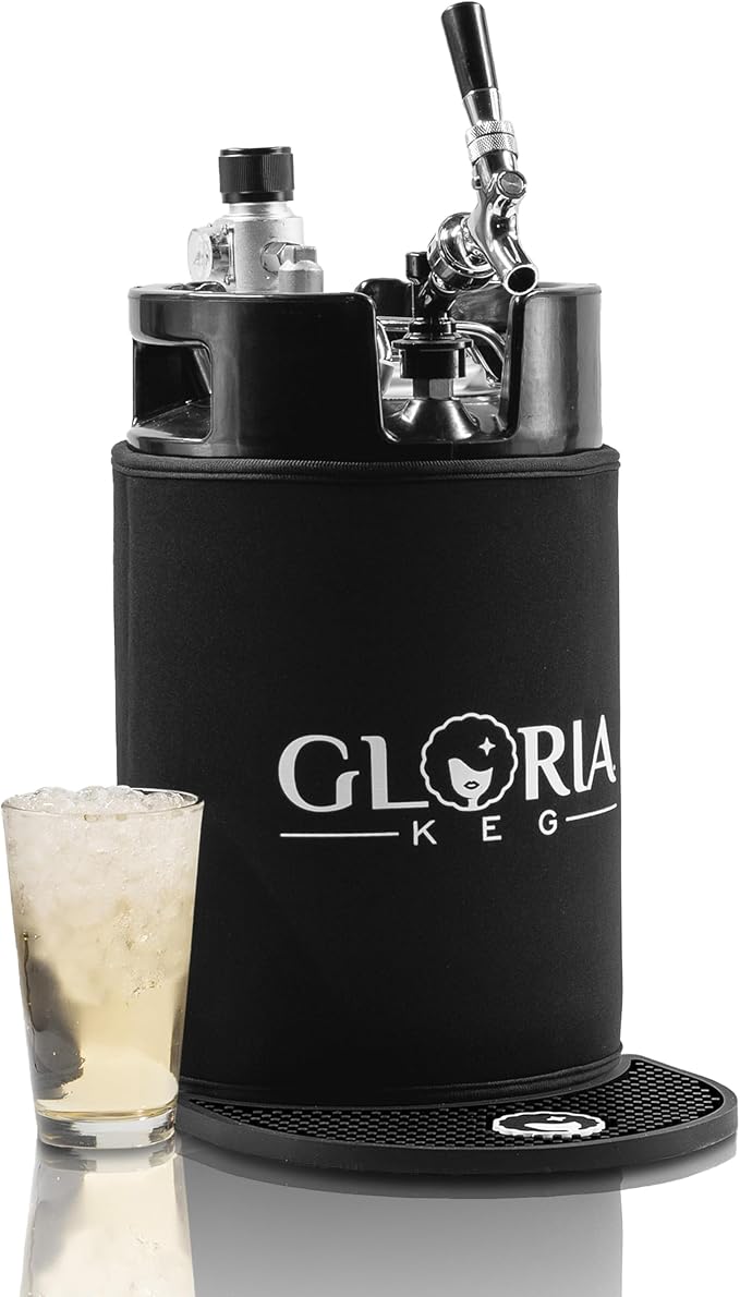 Gloria 10L (2.6 Gal) Mini Keg, Pressurized Keg for Drinks, with Tap System, Co2 Regulated, Stainless Steel