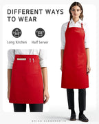 Syntus Apron for Men Women, Adjustable Cooking Kitchen Chef Aprons with 2 Pockets, Cotton/Polycotton/Polyester