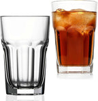 Highball Drinking Glasses Set of 6, 12.5 oz Glass Tumbler - Water Glasses & Beer Glassware for Kitchen - Durable Drinkware Set for Juice, Soda, Iced Tea & Cocktails - Heavy Base, Dishwasher Safe