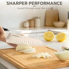 Astercook Knife Set, 15 Pieces Kitchen Knife Set with Sharpener Block, German Stainless Steel Knives Set with Anti-Rust Coating, Dishwasher Safe Elegant Cream White Knife Block Sets, Valentine's Gift