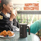 Milk Frother and Steamer 4 in 1 Automatic Coffee Steamer Frother, 11.8OZ / 350ML Warm and Cold Foam Frother for Coffee,Latte, Cappuccino, Macchiato, Hot Chocolate (Black)