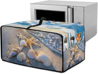 Beach Starfish Shell Print Toaster Oven Scratch-resistant Cover, Heat-resistant Small Appliance Cover for Kitchen Counter with Storage Pockets (Large-18.5 * 22.5 * 12.99 inches)