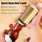 Automatic Beer Bottle Opener with Magnetic Cap, Stainless Steel One-Handed Lid Opening Spring Loaded Push&Pop Bottle Opener for Home Bars Picnic Camping Hiking（2PCS）