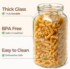 ComSaf 3-Pack 78oz Large Square Airtight Glass Jars for Bulk Food, Holds a 4lb Bag of Sugar or 5lb of Rice, Wide Mouth Canister for Flour, Coffee & Pantry Organization