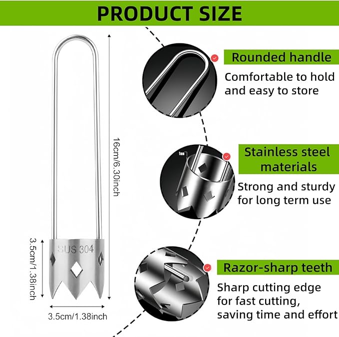 Bell Pepper Corer, Apple,Pepper, Pineapple, Pear Corer, 304 Stainless Steel Apple Core Remover Tool for Vegetable Fruit Practical Kitchen Gadget Tools-Easy to Clean