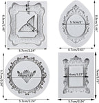 Picture Frames Silicone Mold Photo Frame Fondant Molds Vintage Frame Mold Baroque Frames Chocolate Molds For Sugar craft Cake Decoration Cupcake Topper Candy Polymer Clay Gum Paste Set of 4