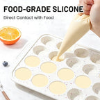 Vinino Silicone Mini Muffin Pan for Baking, 24 Cups Mini Cupcake Pan with Reinforced Frame, Nonstick Muffin Tray with Non-Slip Handle, Silicone Molds for Oven, BPA Free, Dishwasher Safe