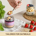 6 Pack 16oz Glass Jars with Bamboo Lids, Overnight Oats Containers with Airtight Lids, Storage Containers Wide Mouth Mason jars for Salad,Yogurt, Sugar, Snacks, Spices