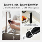 Cordless Immersion Hand Blender (Stick Blender) – Smooth, Controlled Blending for Everyday Cooking, 12V Brushless Motor, Pressure-Sensitive Variable Speed, USB-C Rechargeable, Easy-Clean (Black)