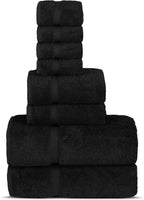 Chakir Turkish Linens | Hotel & Spa Quality 100% Cotton Premium Turkish Towels | Soft & Absorbent (8-Piece Towel Sets, Black)