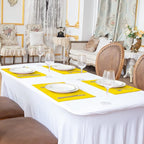 Linen Fabric Placemats Set of 6, Machine Washable, Heat Resistant, Wrinkle Free, Thick Polyester Kitchen Place Mats for Dining Table (Yellow)